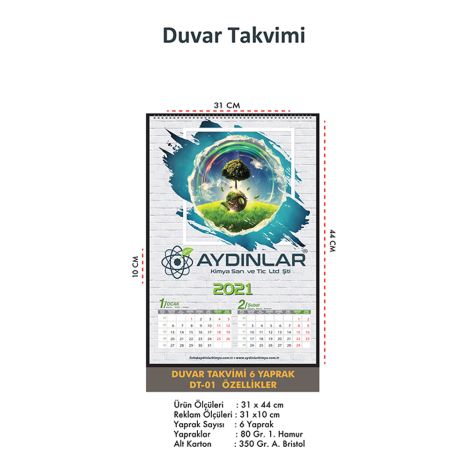 Duvar Takvimi 6 Yaprak