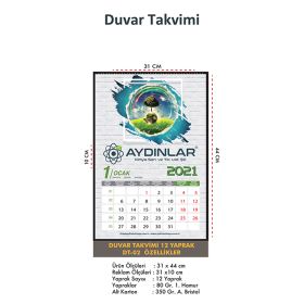DT-02 Duvar Takvimi 12 Yaprak