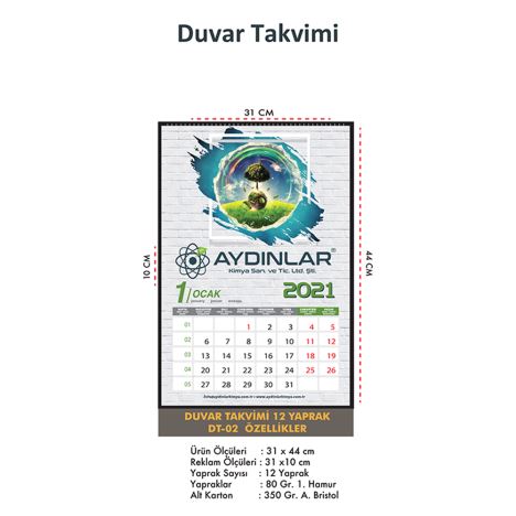 Duvar Takvimi 12 Yaprak