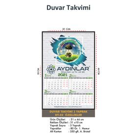DT-03 Duvar Takvimi 3 Yaprak