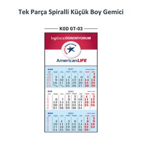 GT-03 Tek Parça Spiralli Küçük Boy Gemici Takvim