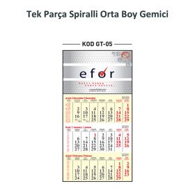 GT-05 Tek Parça Spiralli Orta Boy Gemici Takvim