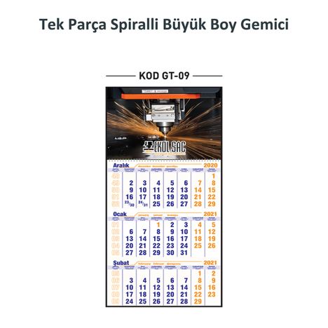 Tek Parça Spiralli Büyük Boy Gemici Takvim
