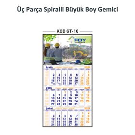 GT-10 Üç Parça Spiralli Büyük Boy Gemici Takvim