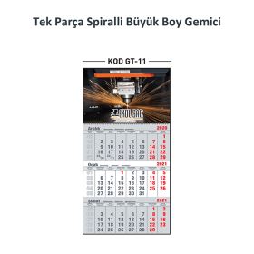 GT-11 Tek Parça Spiralli Büyük Boy Gemici Takvim