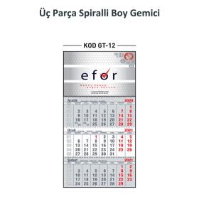 GT-12 Üç Parça Spiralli Büyük Boy Gemici Takvim