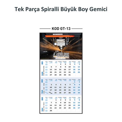 Tek Parça Spiralli Büyük Boy Gemici Takvim
