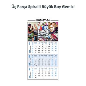 GT-14 Üç Parça Spiralli Büyük Boy Gemici Takvim