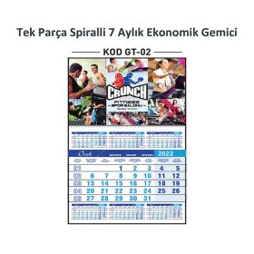 GT-02 Tek Parça Spiralli 7 Aylık Ekonomik Gemici Takvim