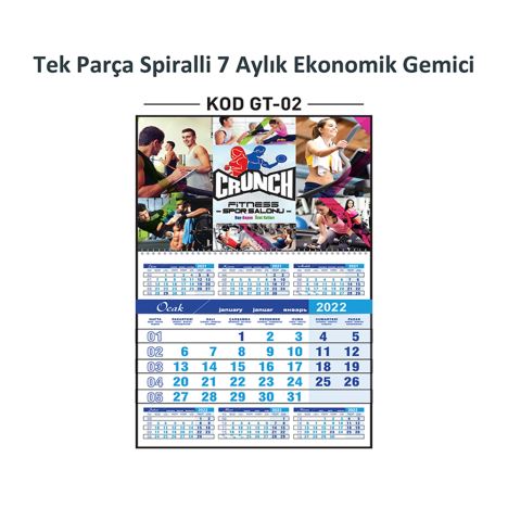 Tek Parça Spiralli 7 Aylık Ekonomik Gemici Takvim